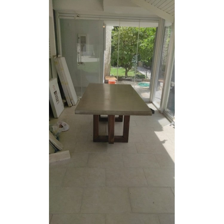 Lightweight Concrete Rectangular Dining Table 39x102 - Industrial Modern Contemporary