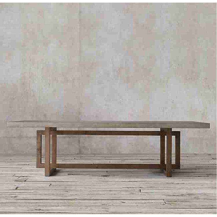 Lightweight Concrete Rectangular Dining Table 39x102 - Industrial Modern Contemporary