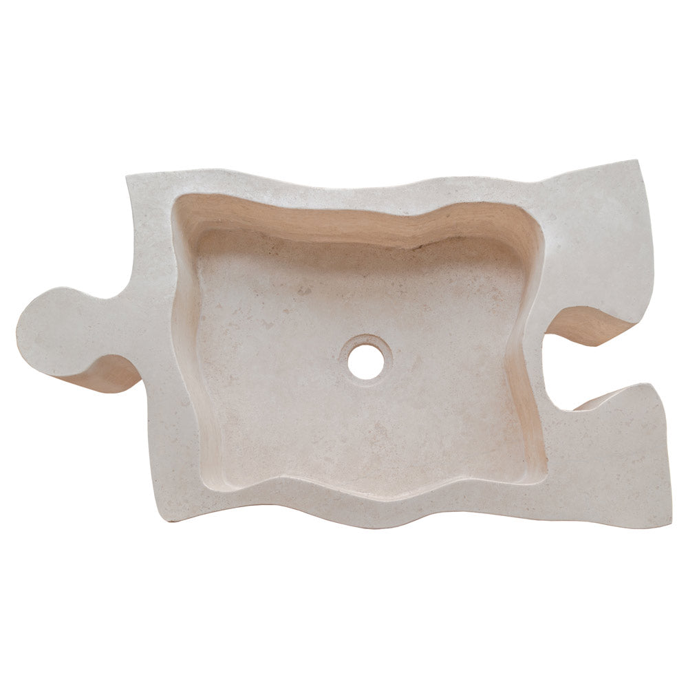 Natural Stone Beige Travertine Vessel Sink - Puzzle 16x27.5x6