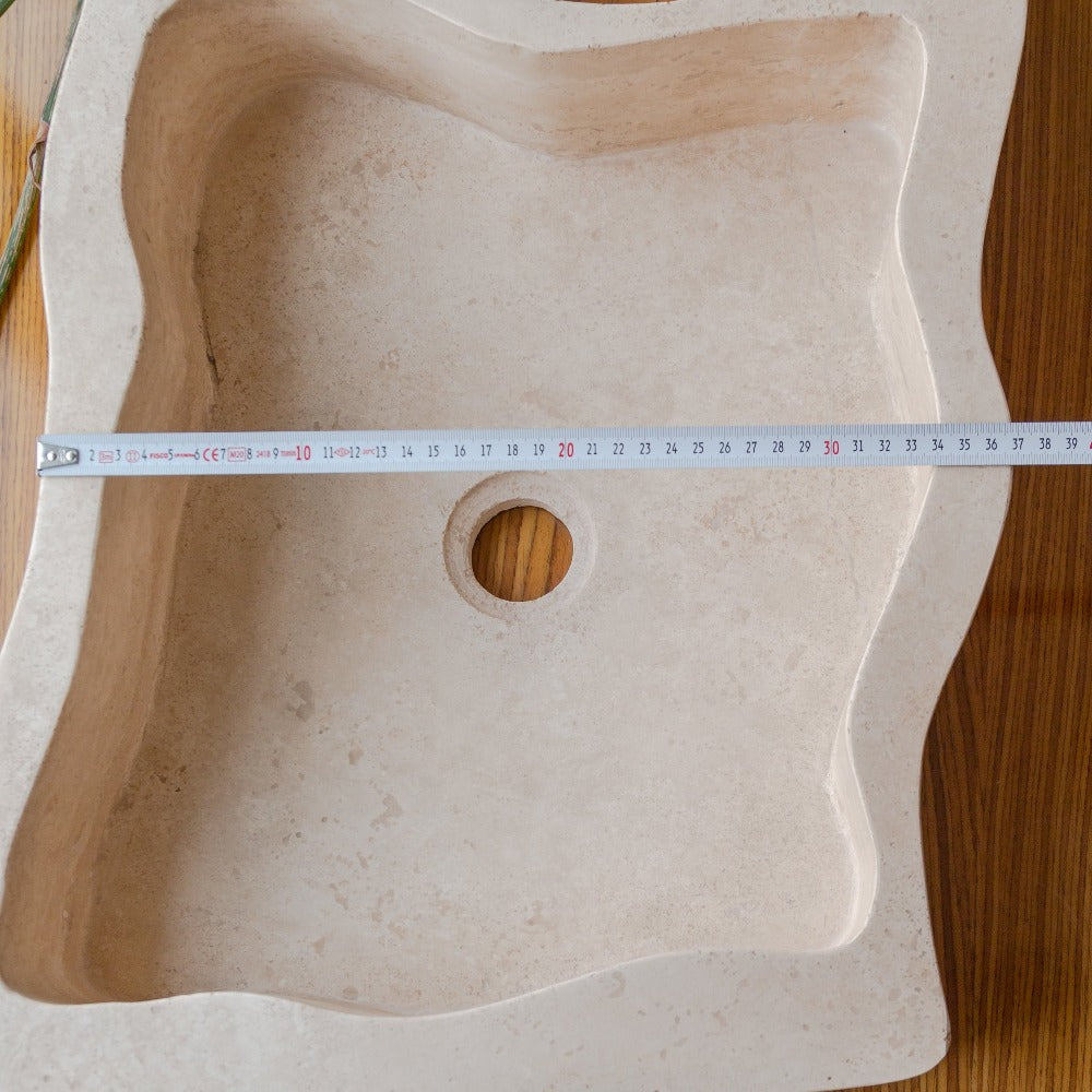Natural Stone Beige Travertine Vessel Sink - Puzzle 16x27.5x6