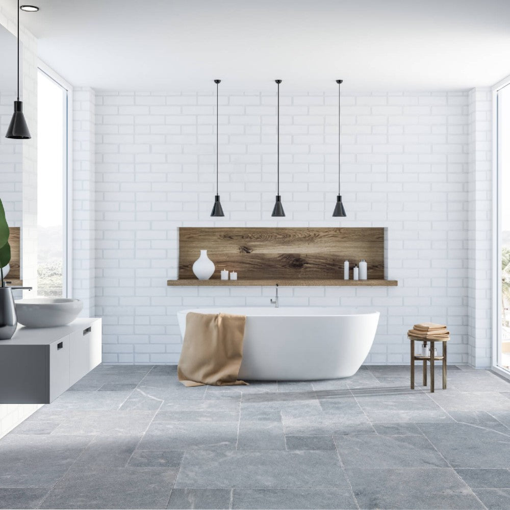 Bluestone Sandblasted Brushed French Pattern Set Marble Tile