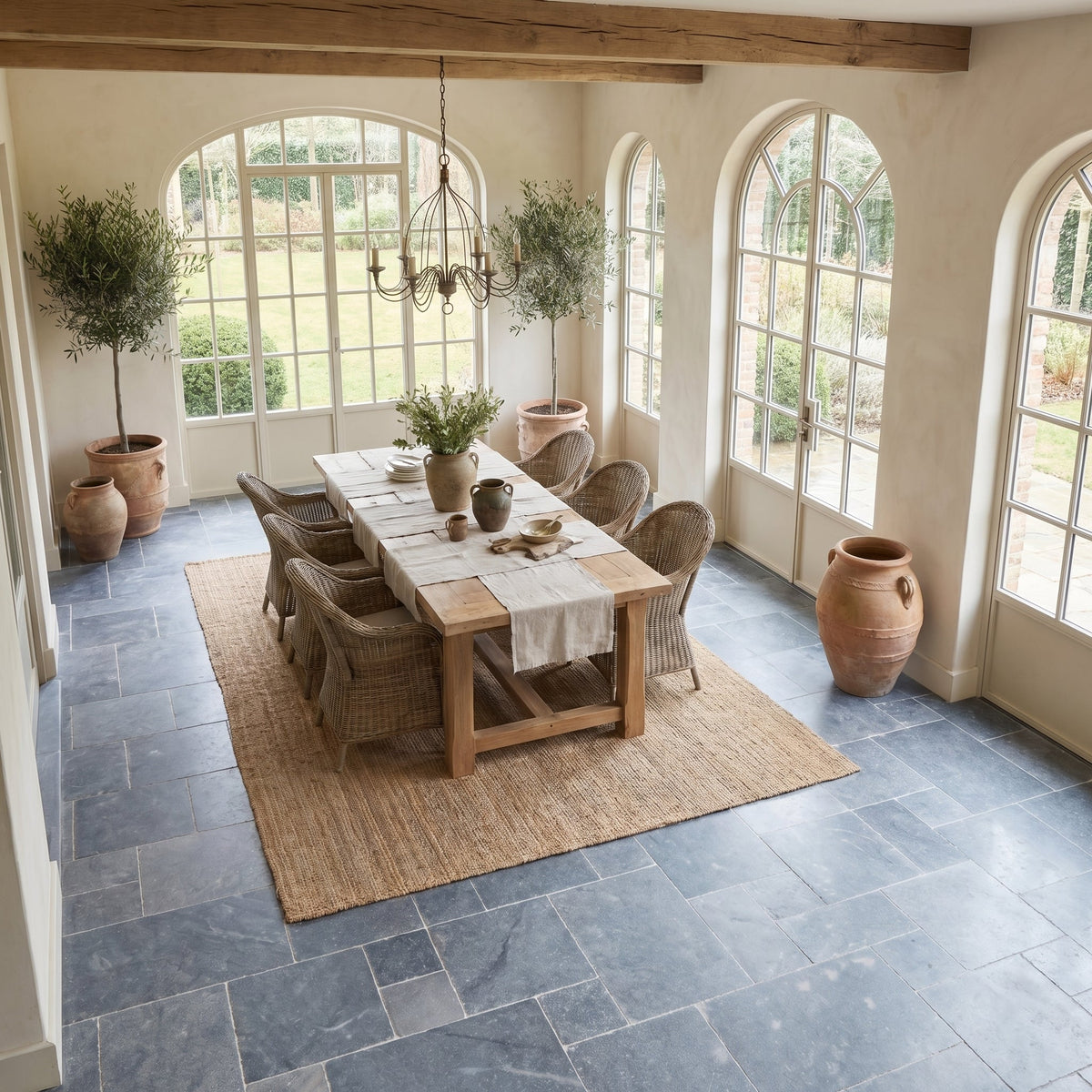 Bluestone Sandblasted Brushed French Pattern Set Marble Tile