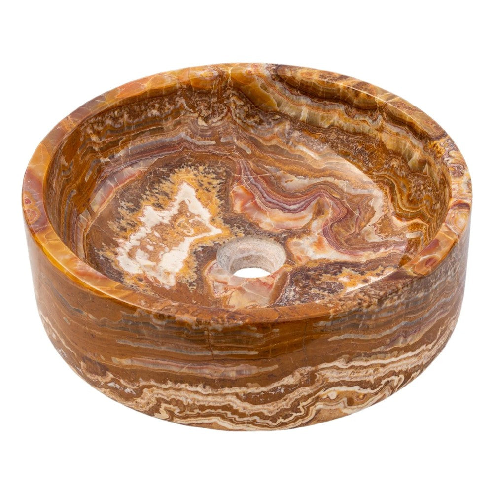 Brown Onyx Translucent Natural Stone Vessel Sink - Polished Handcrafted 16x6 Inch