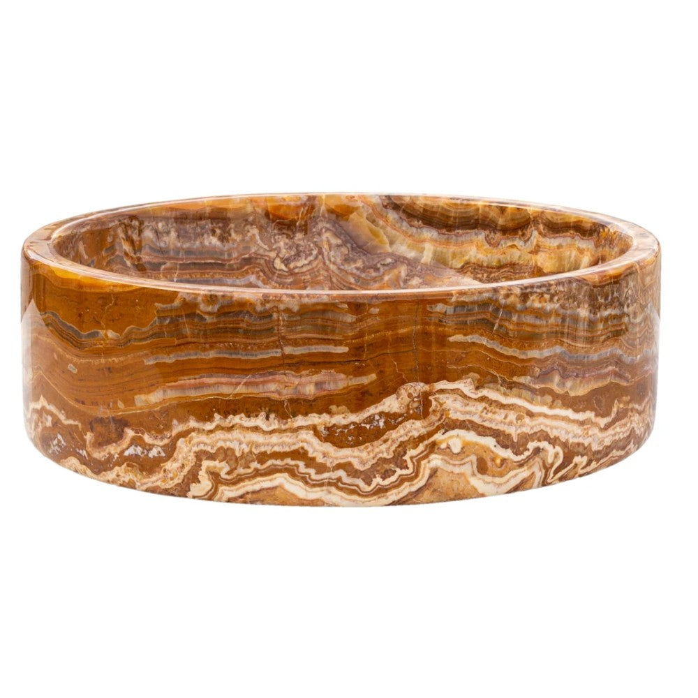 Brown Onyx Translucent Natural Stone Vessel Sink - Polished Handcrafted 16x6 Inch