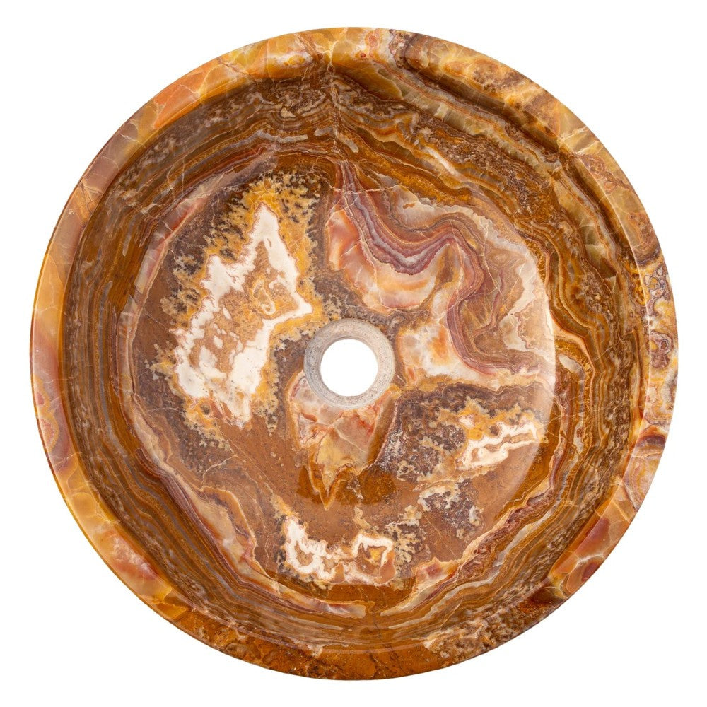 Brown Onyx Translucent Natural Stone Vessel Sink - Polished Handcrafted 16x6 Inch
