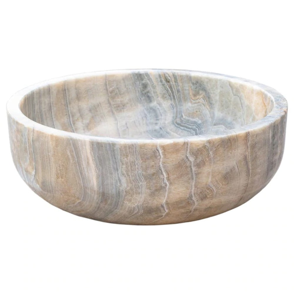 Gray Translucent Turkish Onyx Natural Stone Vessel Sink - Polished 16 Inch x 6 Inch