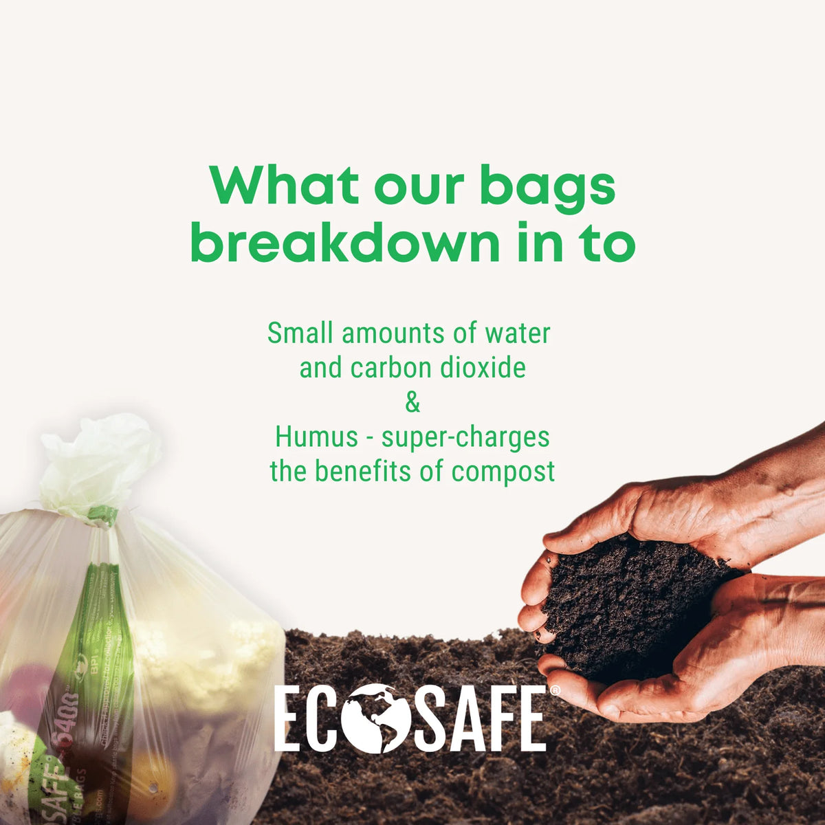 EcoSafe 8 Gal Compostable Bag/Liner - 21X25 Convenience (1-Roll Pack, QTY:12)