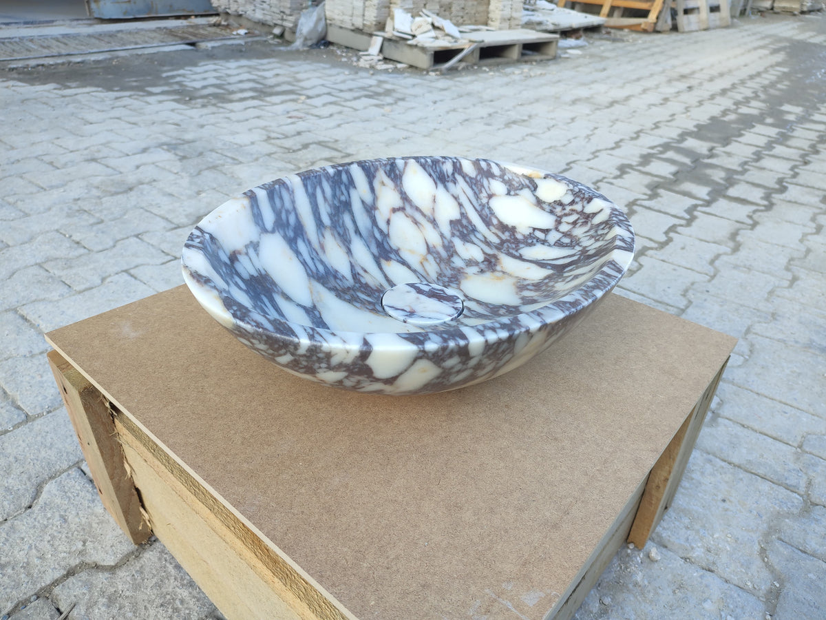Calacatta Viola Marble Oval Above Vanity Bathroom Sink 14x18x5