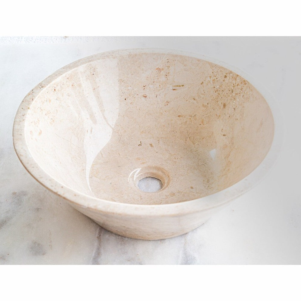 Cappuccino Beige Marble V-Shape Vessel Sink Polished Finish 16x6