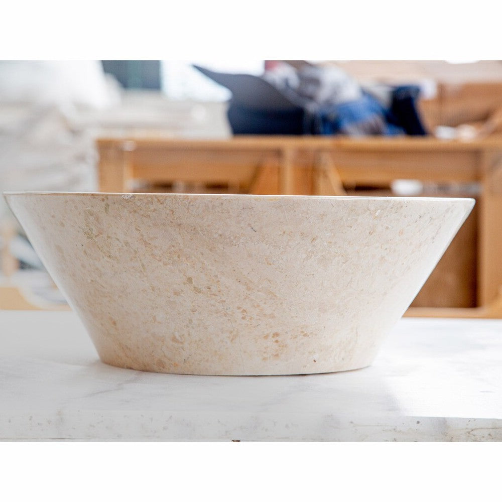 Cappuccino Beige Marble V-Shape Vessel Sink Polished Finish 16x6