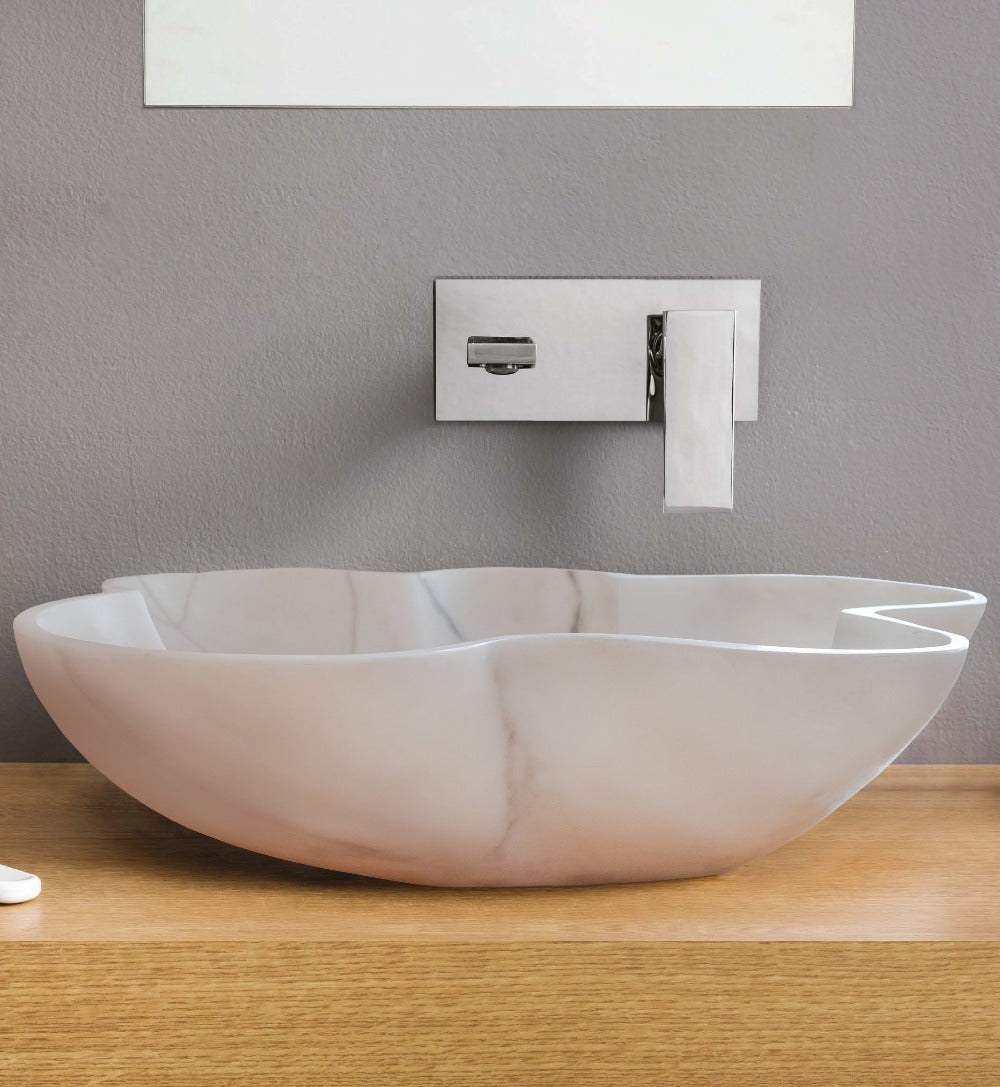 Carrara White Marble Artistic Vessel Sink - Polished 24.5x18x6