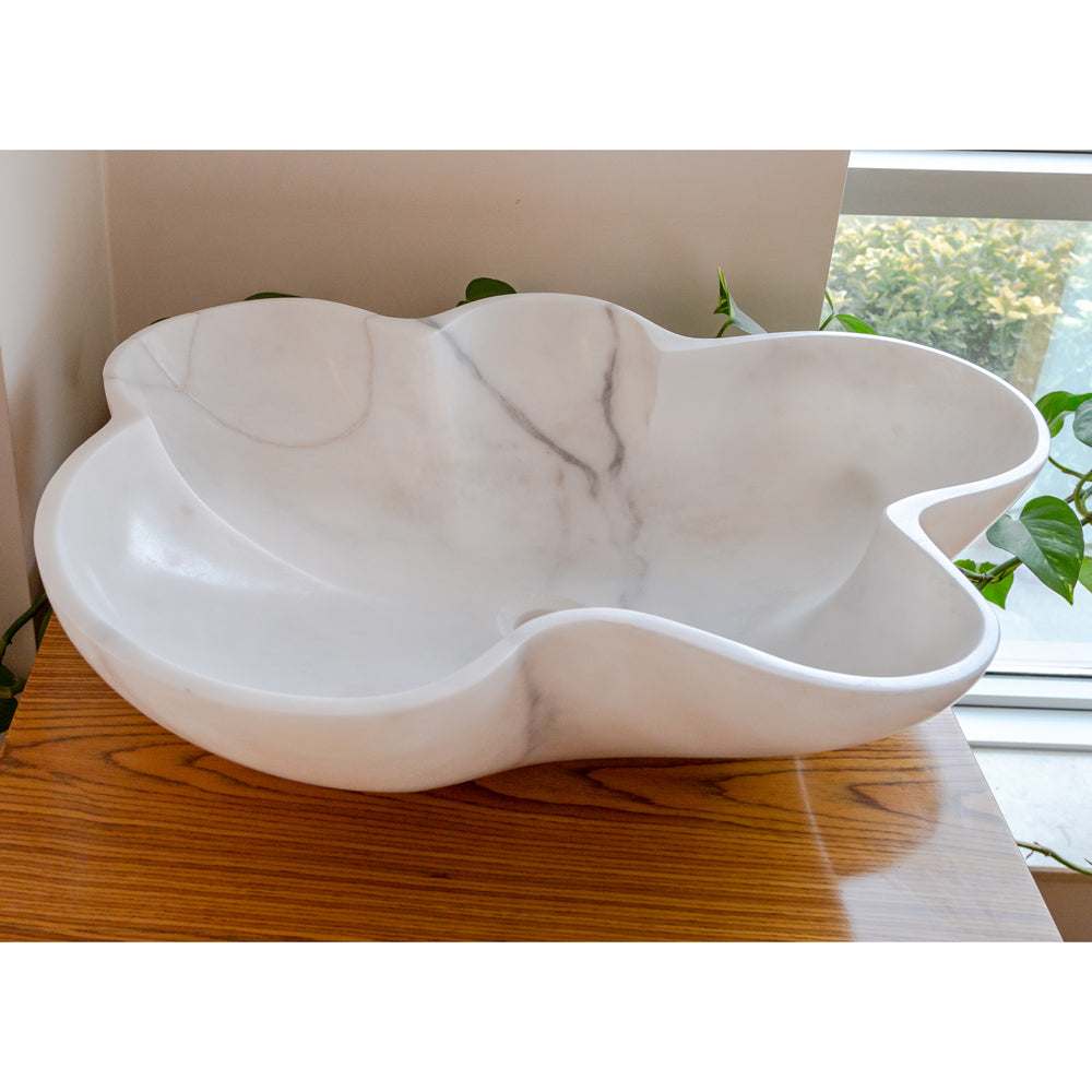 Carrara White Marble Artistic Vessel Sink - Polished 24.5x18x6