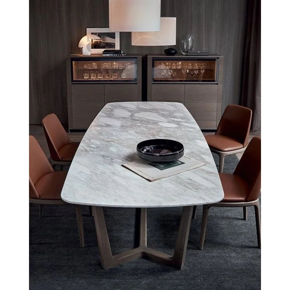 Natural Marble Rectangular Dining Table - Polished Eased Edge