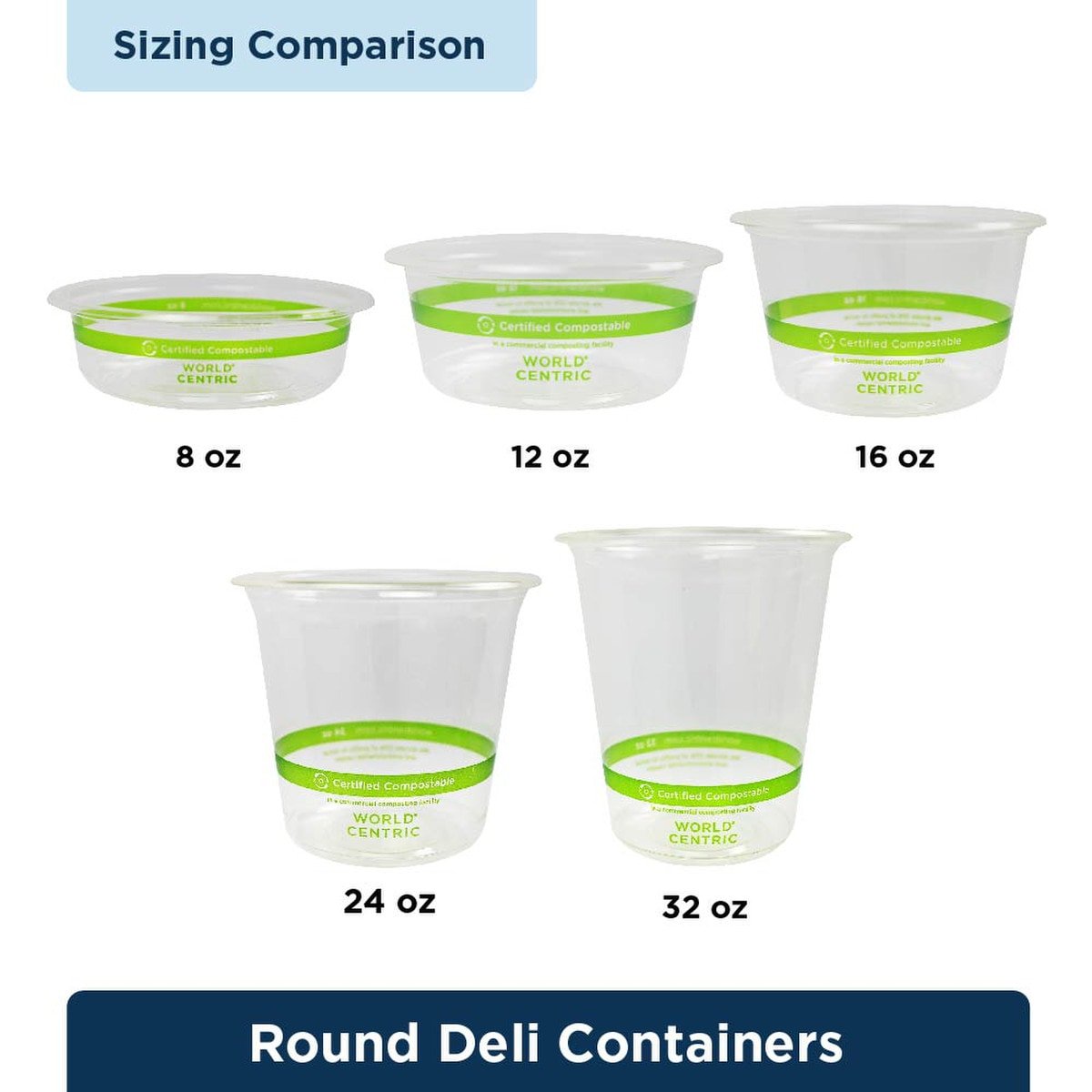 World Centric LID PLA - 8-32 oz Round Delis, Clear (QTY:1000)