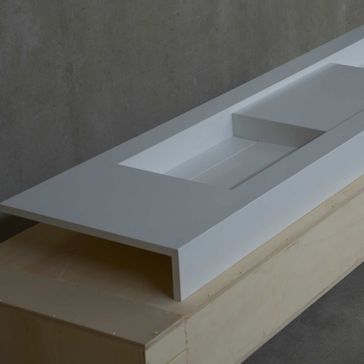 Handcrafted White Quartz Double Sink - Non Porous Durable Finish