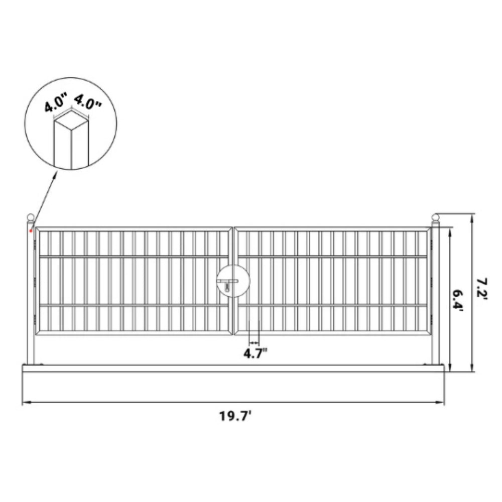20 ft Steel Farm Driveway Gate