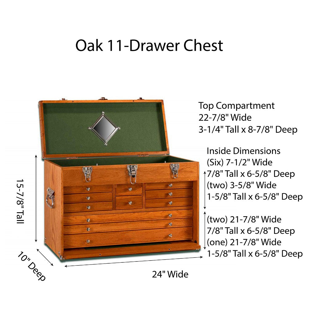 Dark Oak 11-Drawer Top Chest GI-T24-D - Gerstner