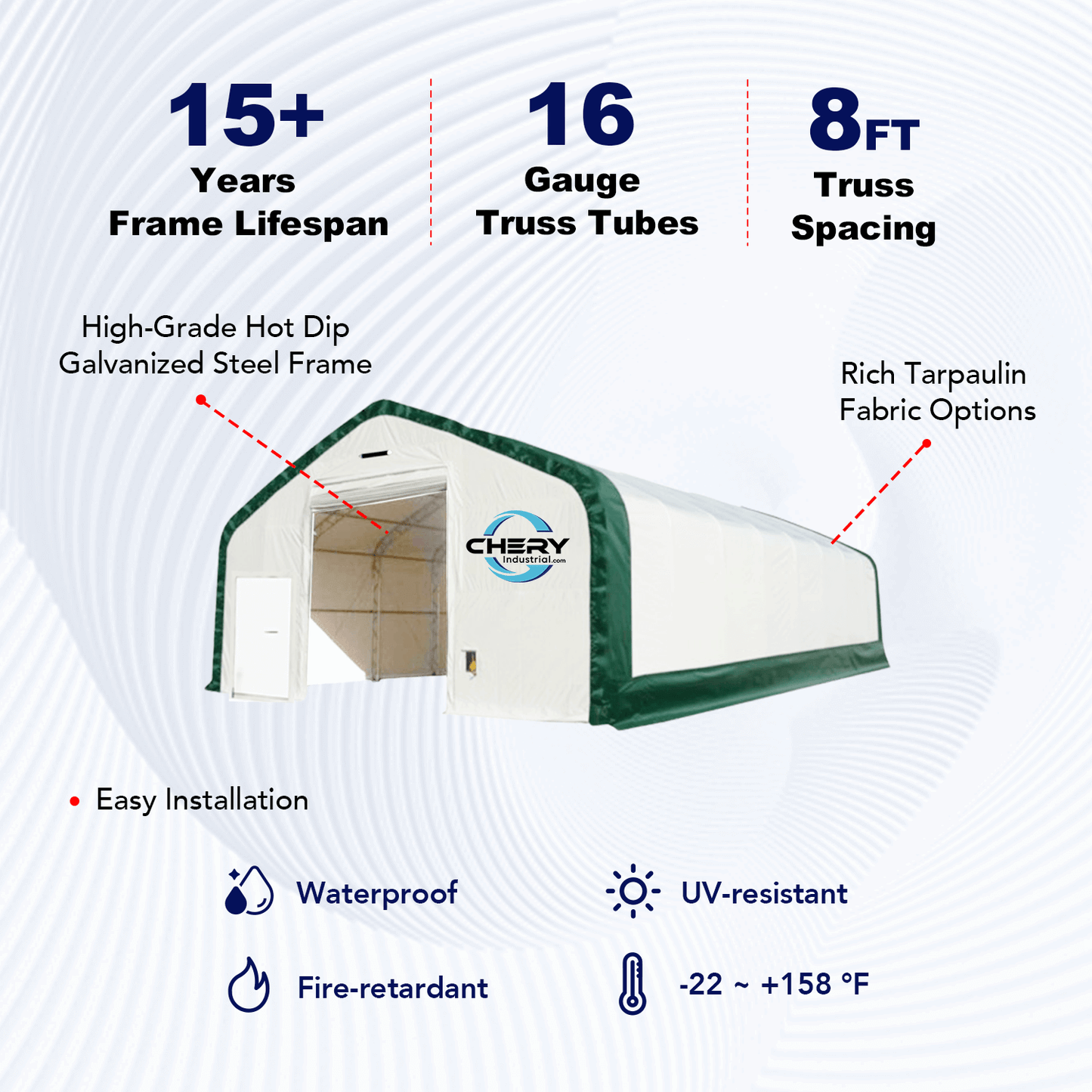 W40'xL64'xH23' Double Truss Storage Shelter