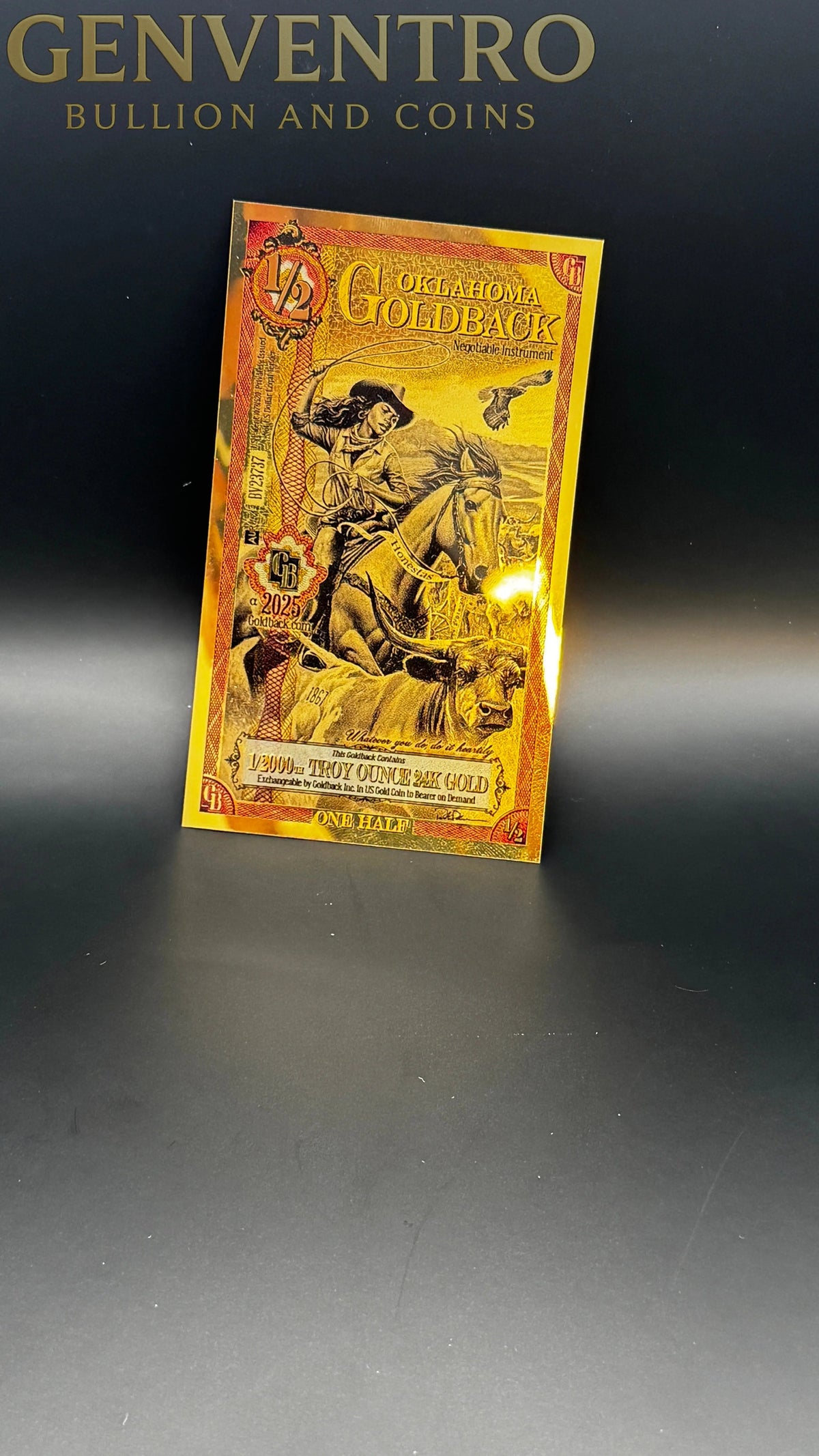 Oklahoma 1/2 Goldback Note 2025 1/2000 oz