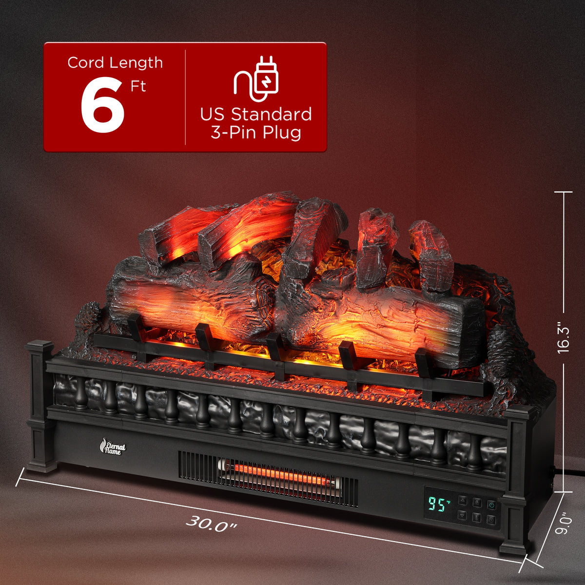 (Open Box) Eternal Flame EF30-PB Electric Fireplace Logs