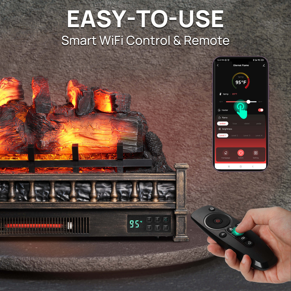 (Open Box) Eternal Flame EF30-PB Electric Fireplace Logs