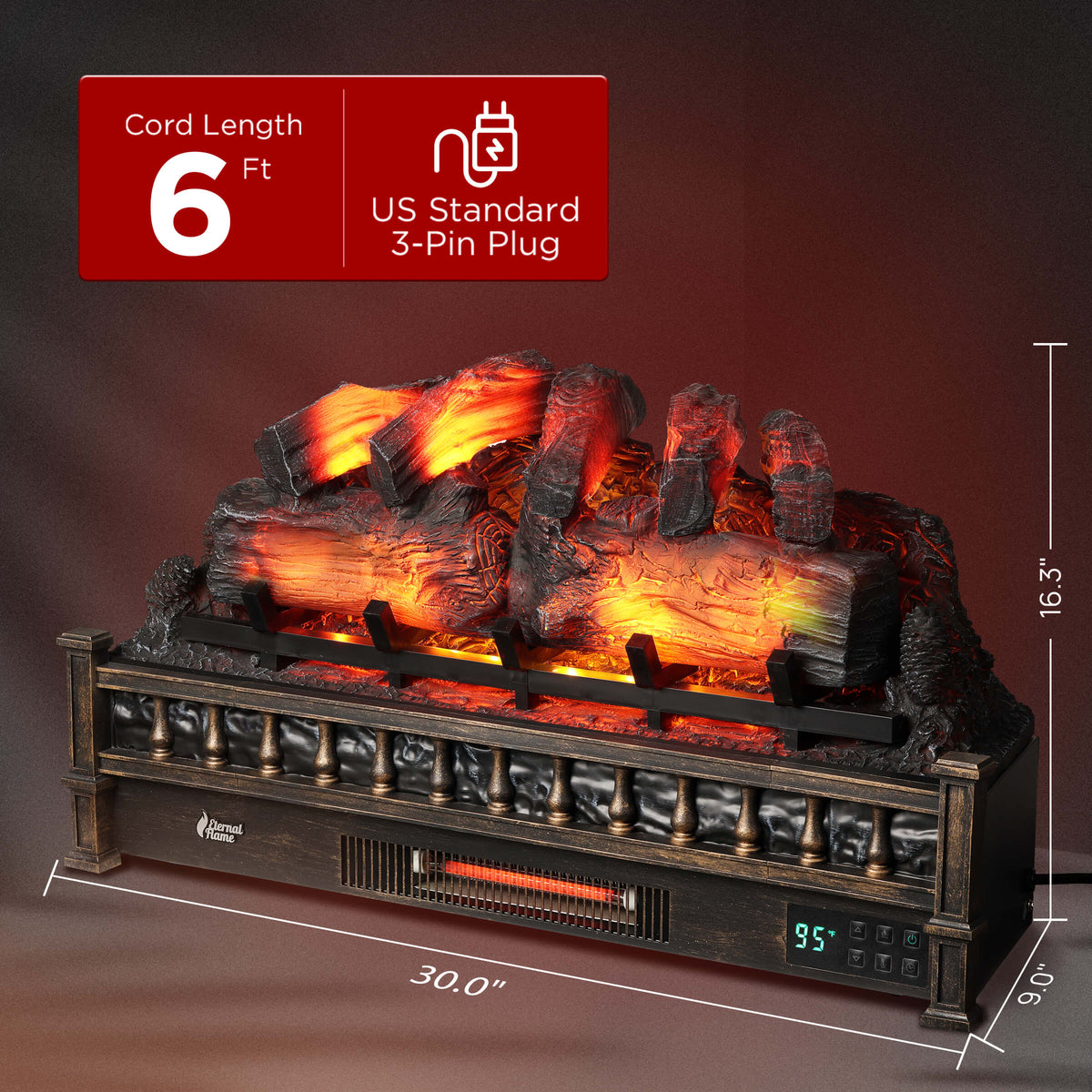 (Open Box) Eternal Flame EF30-PB Electric Fireplace Logs