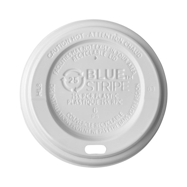 Eco-Products BlueStripe EcoLid 25% Recycled Content Hot Cup Lid, White, Fits 8 oz Cups (QTY 1000), SKU EP-HL8-WR