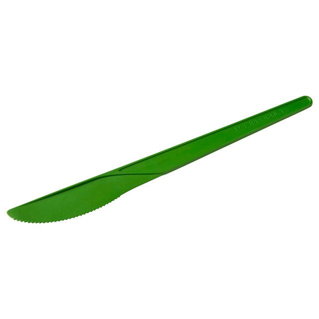 GreenStripe Plantware Renewable & Compostable Individually Wrapped Knife - 6in Green, Compostable Wrapper (QTY:1000)