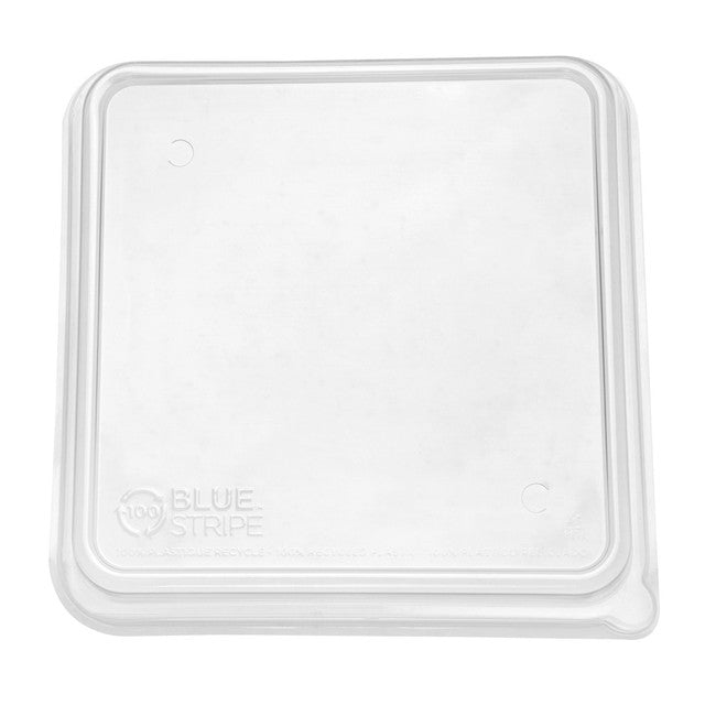 Eco-Products BlueStripe 9in Shallow Recycled PET Lid for Square Molded Fiber Containers (QTY 200), SKU EP-SCS9SLIDR