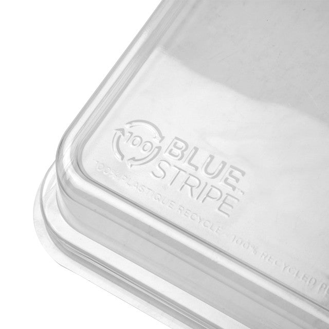 Eco-Products BlueStripe 9in Shallow Recycled PET Lid for Square Molded Fiber Containers (QTY 200), SKU EP-SCS9SLIDR