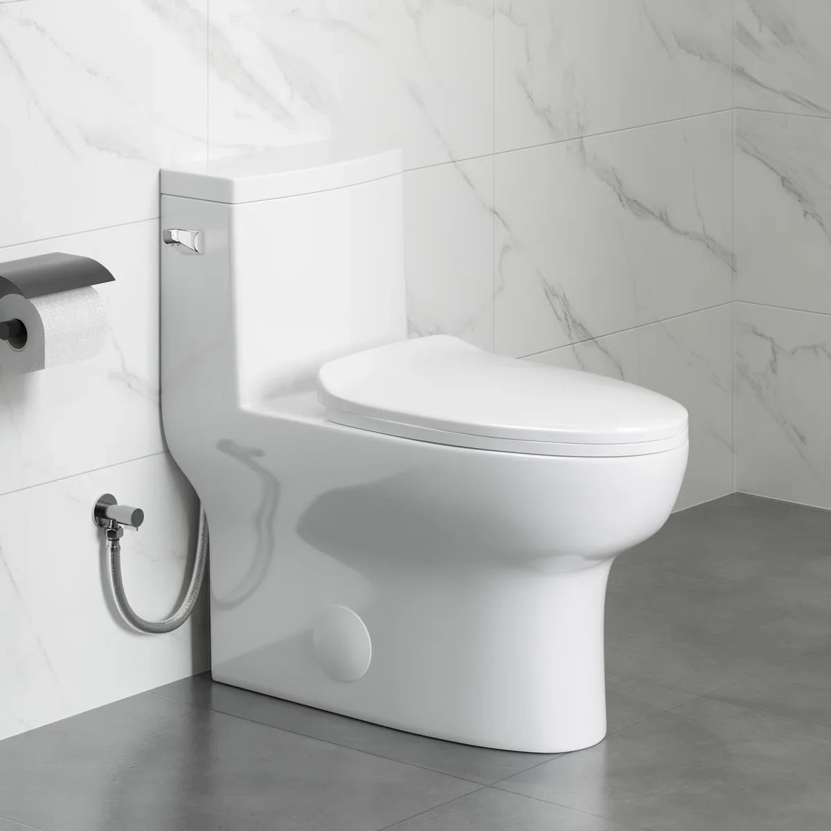 Salerno Elongated One-Piece Toilet – Side or Top Flush Button