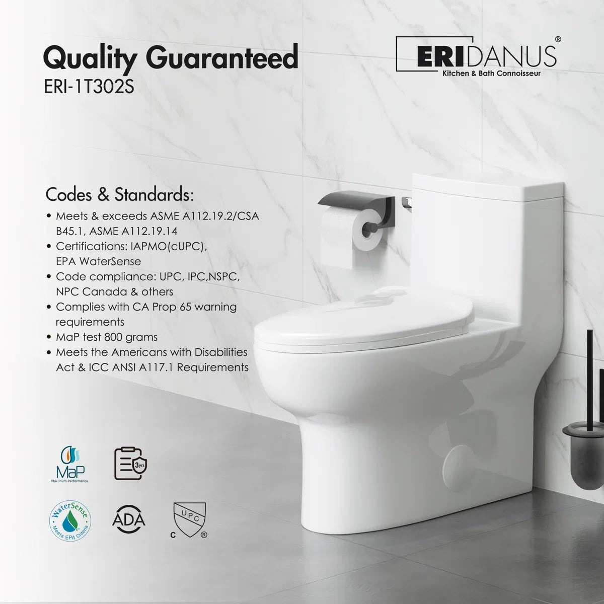 Salerno Elongated One-Piece Toilet – Side or Top Flush Button