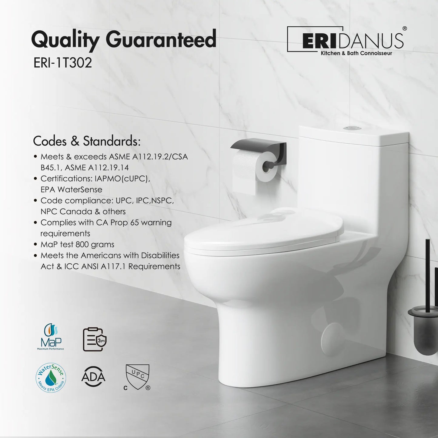 Salerno Elongated One-Piece Toilet – Side or Top Flush Button