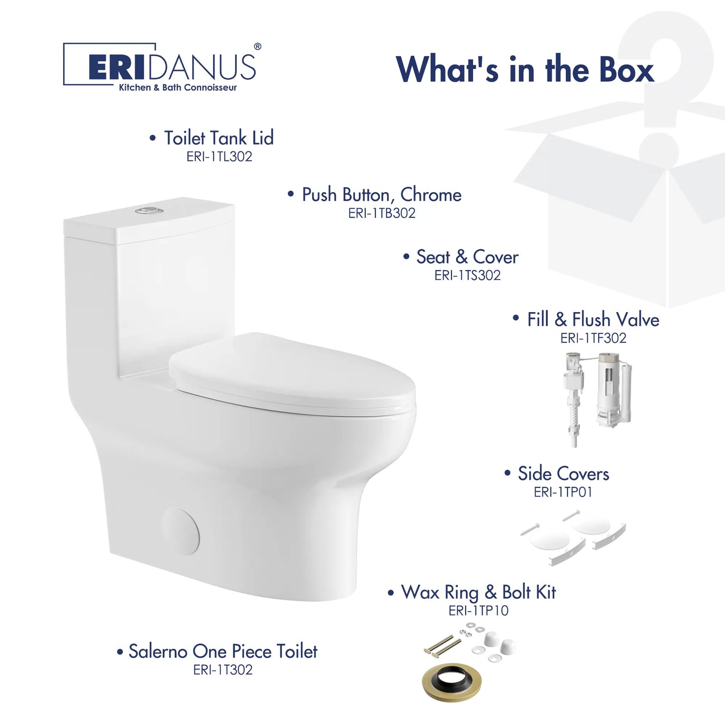 Salerno Elongated One-Piece Toilet – Side or Top Flush Button