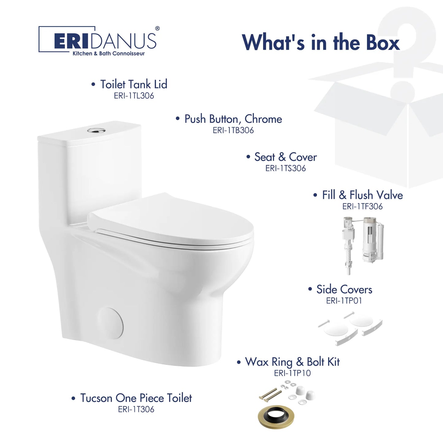 Tucson One-Piece Standard Height Compact Elongated Toilet, 1.1/1.6 GPF Dual Flush