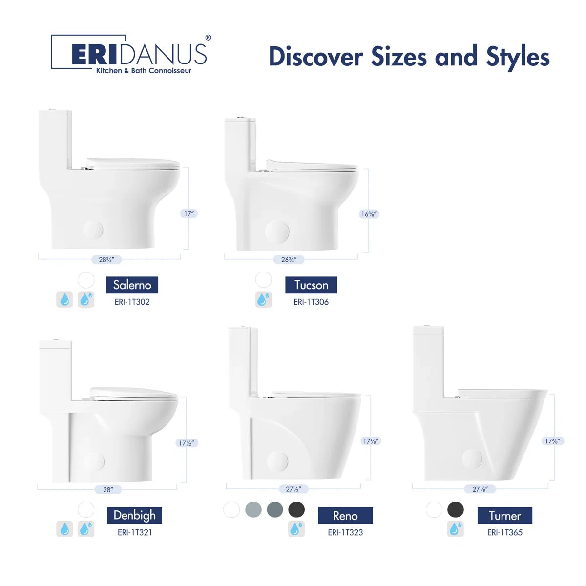 Denbigh One-Piece Toilet – Dual or Single Flush, Comfort Height