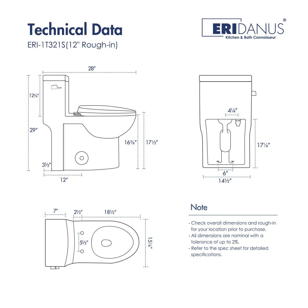 Denbigh One-Piece Toilet – Dual or Single Flush, Comfort Height