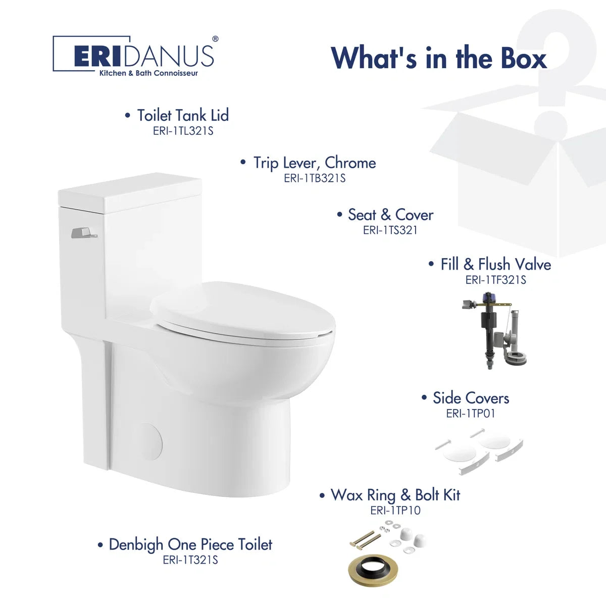 Denbigh One-Piece Toilet – Dual or Single Flush, Comfort Height
