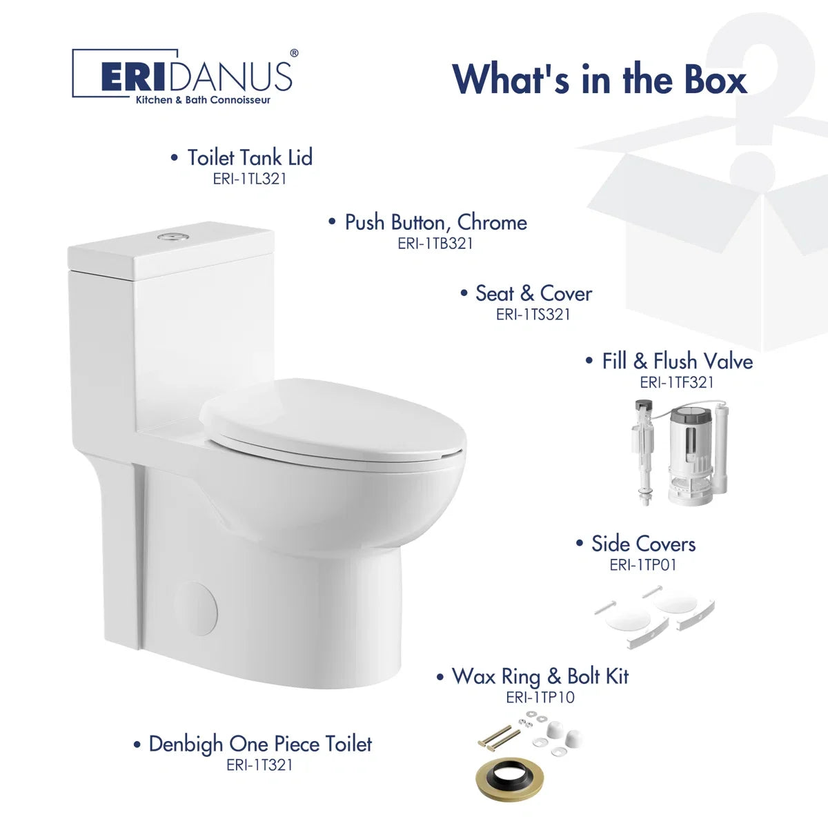 Denbigh One-Piece Toilet – Dual or Single Flush, Comfort Height