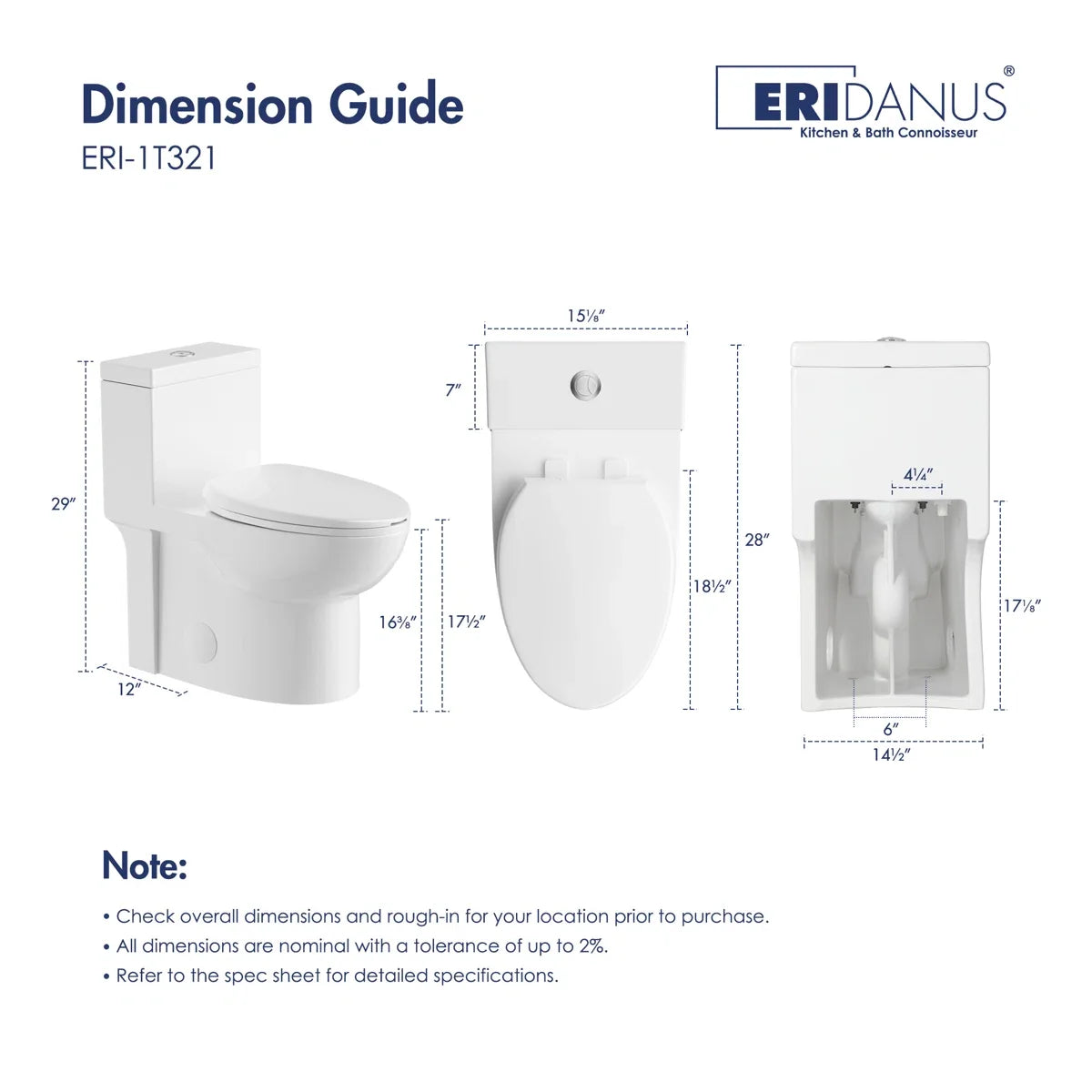 Denbigh One-Piece Toilet – Dual or Single Flush, Comfort Height