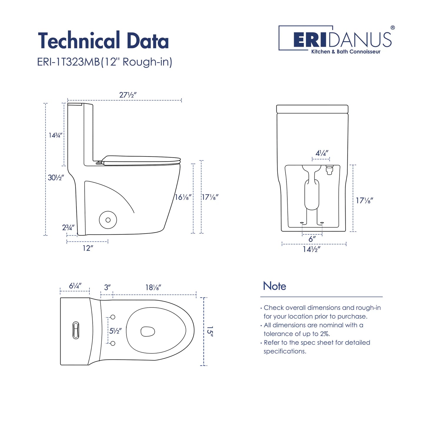 Reno One-Piece Chair Height Elongated Toilet, 1.1/1.6 GPF Dual Flush, Multiple Colors