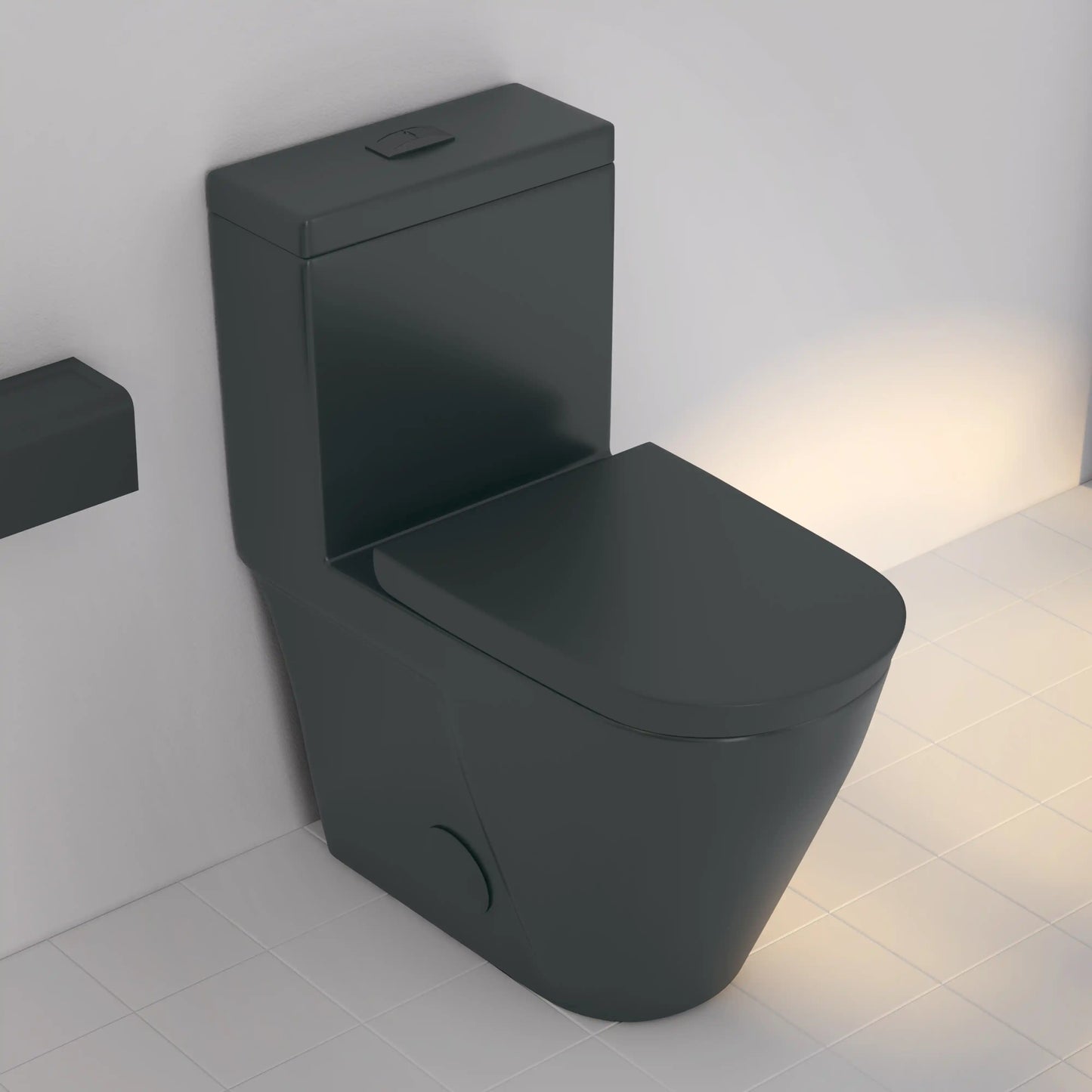 Turner 1.1/1.6 GPF Dual Flush Elongated One-Piece Toilet, Chair Height, White / Matte Black
