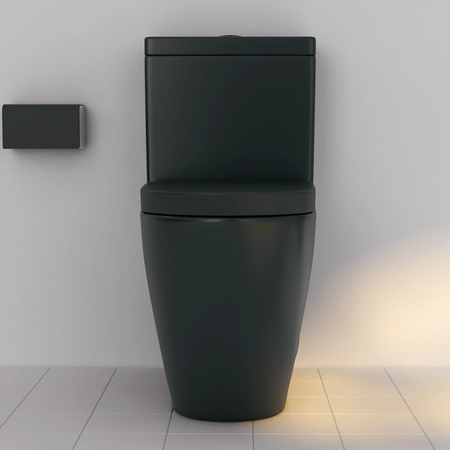 Turner 1.1/1.6 GPF Dual Flush Elongated One-Piece Toilet, Chair Height, White / Matte Black