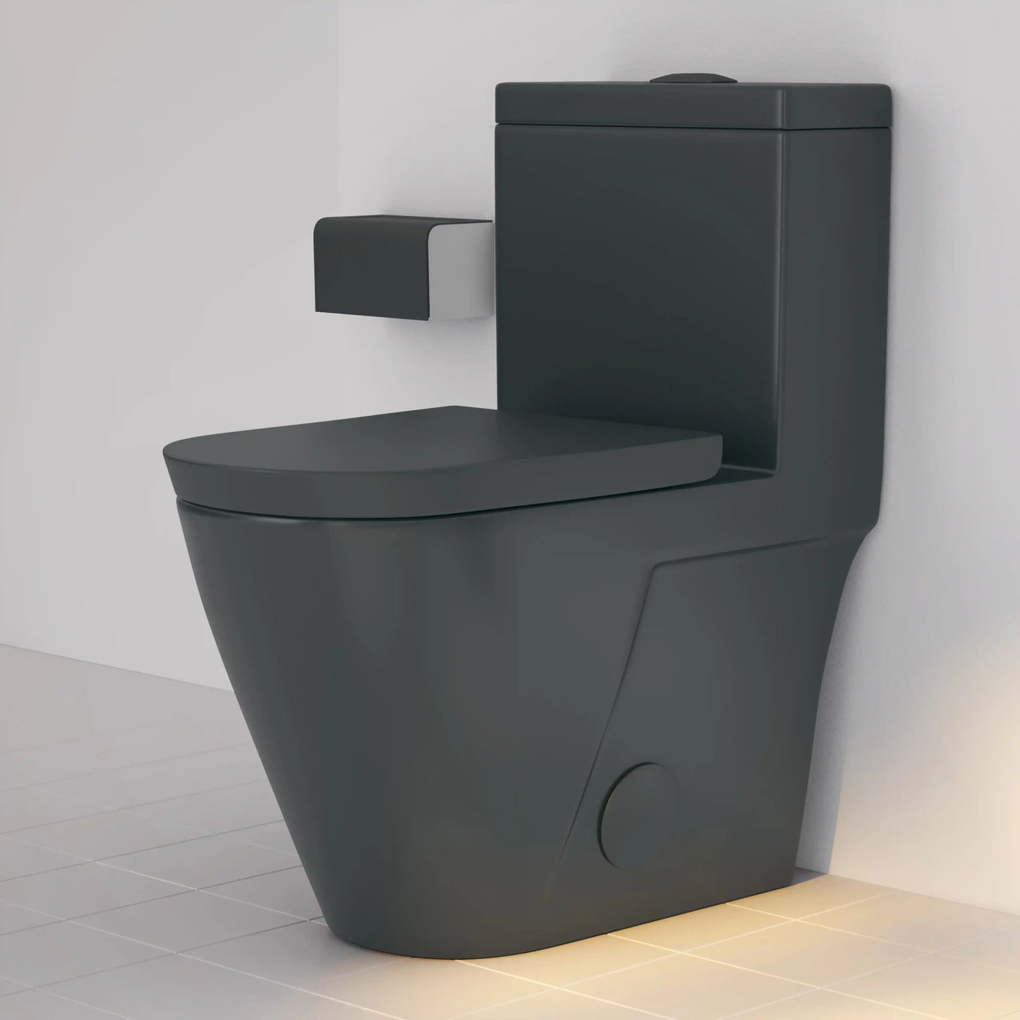 Turner 1.1/1.6 GPF Dual Flush Elongated One-Piece Toilet, Chair Height, White / Matte Black