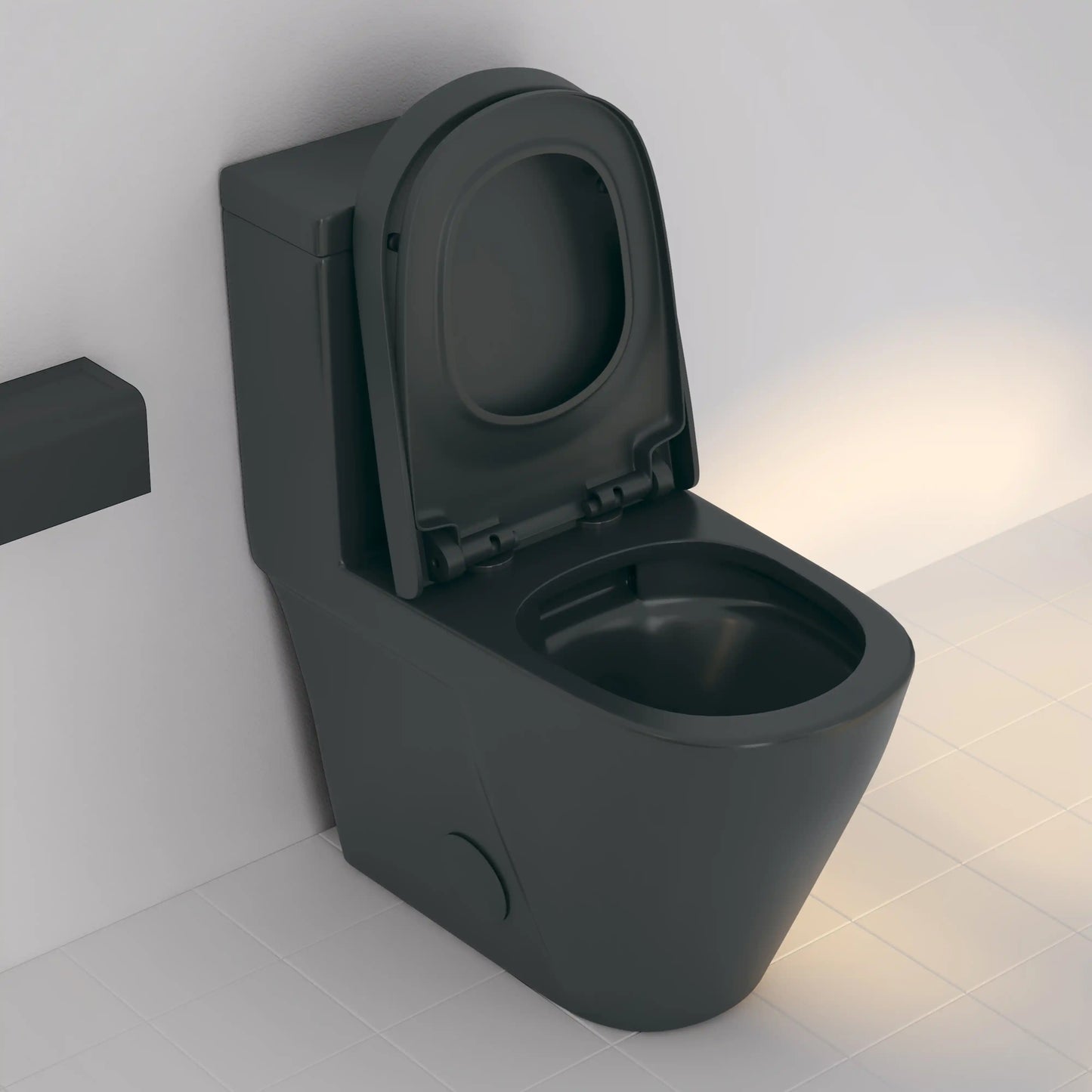 Turner 1.1/1.6 GPF Dual Flush Elongated One-Piece Toilet, Chair Height, White / Matte Black