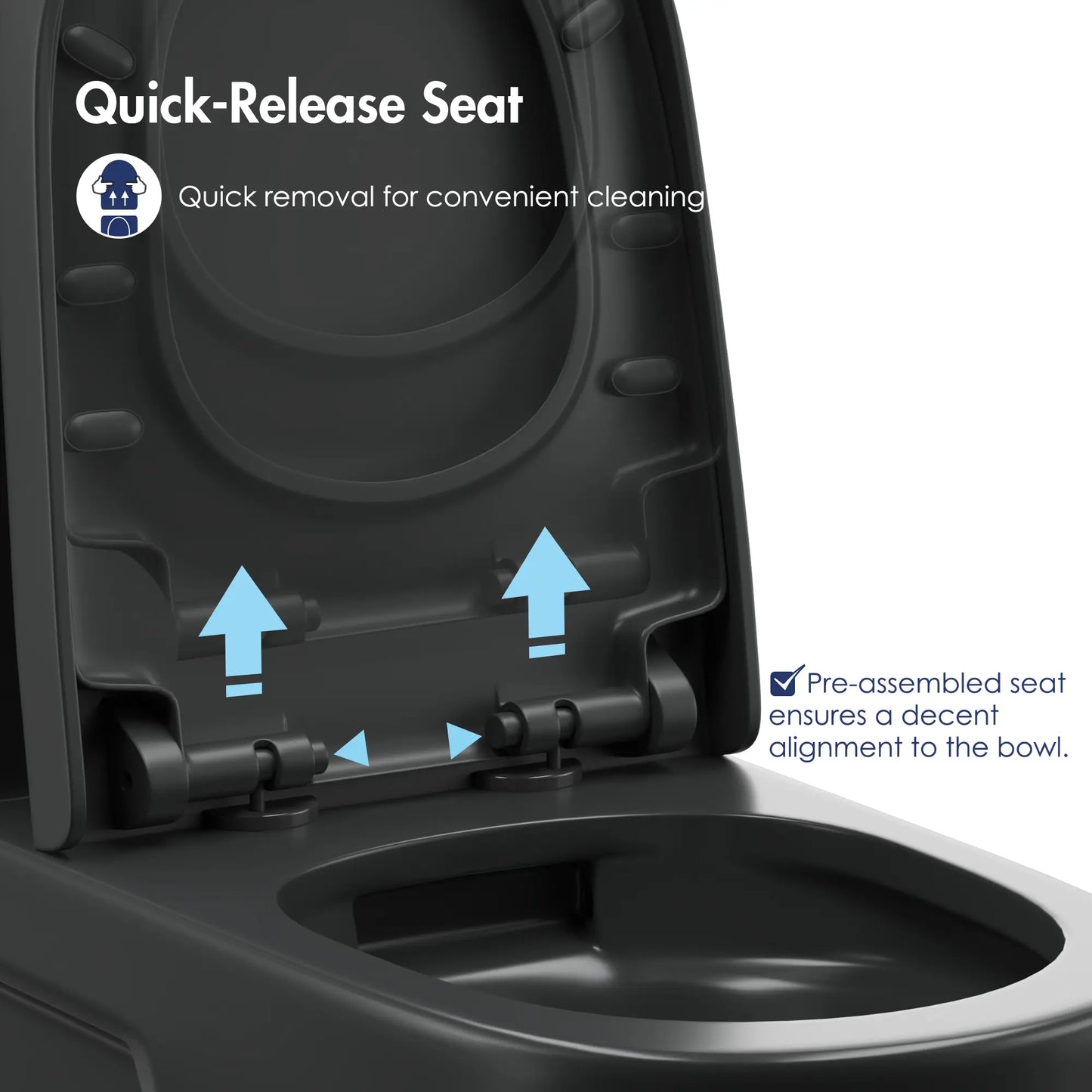 Turner 1.1/1.6 GPF Dual Flush Elongated One-Piece Toilet, Chair Height, White / Matte Black