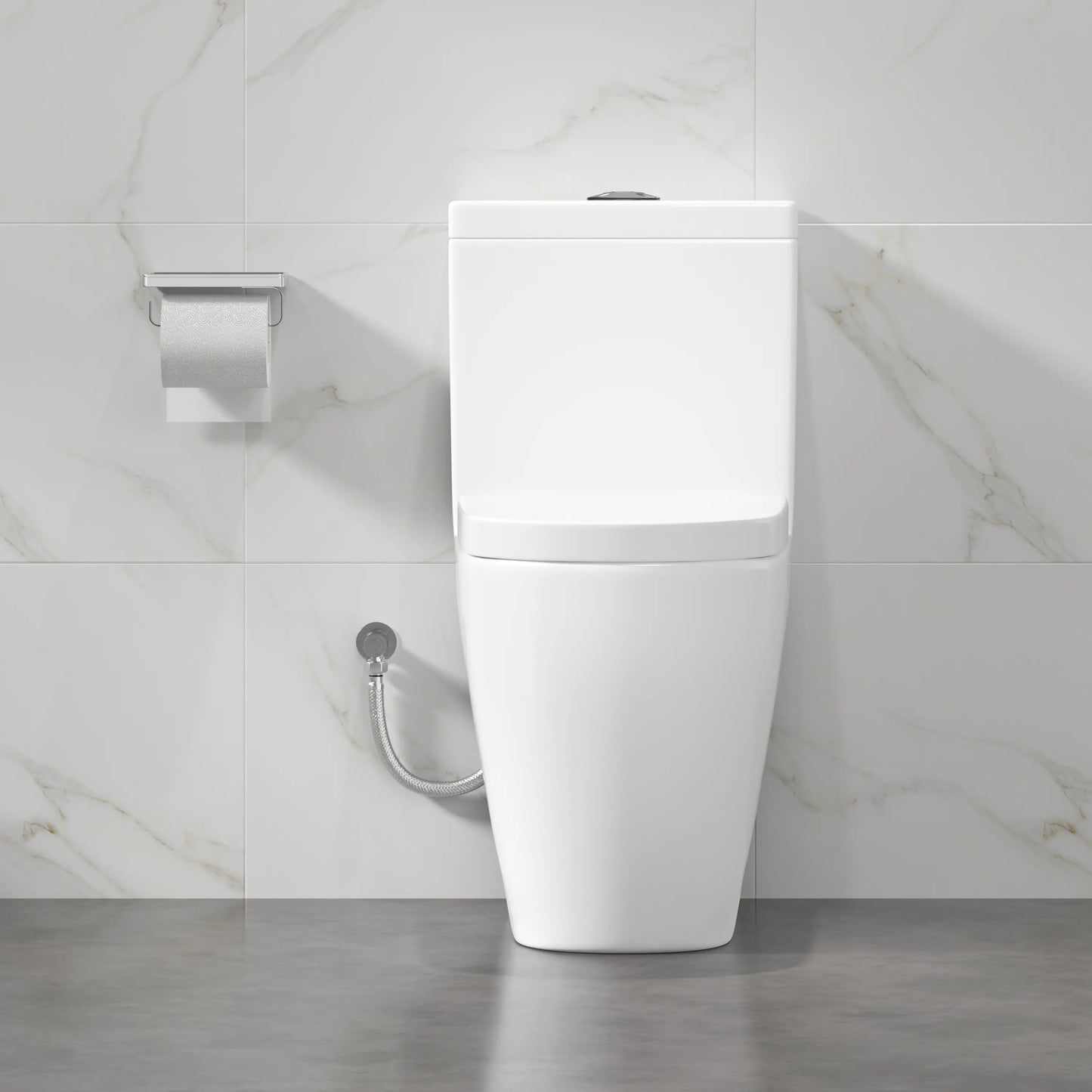 Turner 1.1/1.6 GPF Dual Flush Elongated One-Piece Toilet, Chair Height, White / Matte Black