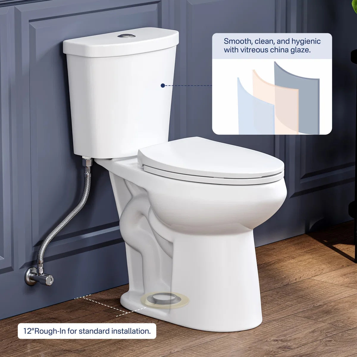 Dayton Elongated 18.9" Chair Height Two-Piece Toilet, Single or Dual Flush, Soft-Close Seat