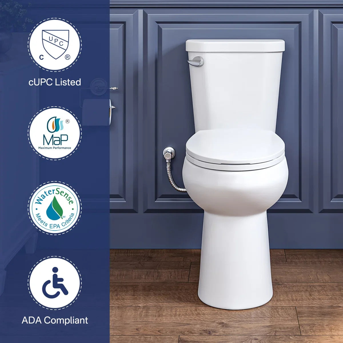 Dayton Elongated 18.9" Chair Height Two-Piece Toilet, Single or Dual Flush, Soft-Close Seat