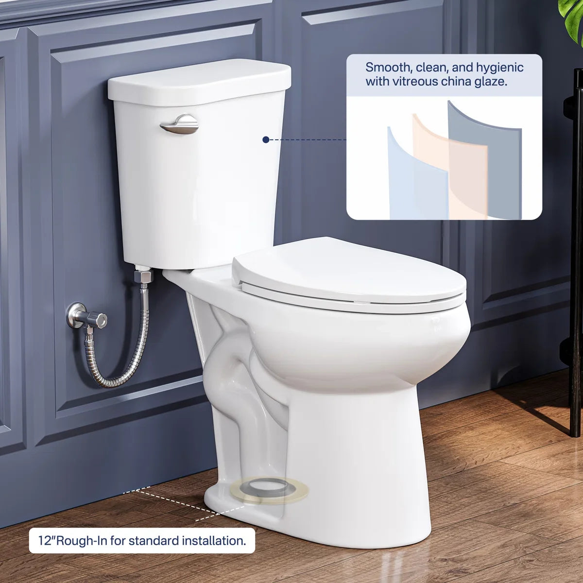 Dayton Elongated 18.9" Chair Height Two-Piece Toilet, Single or Dual Flush, Soft-Close Seat